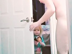 Amazing big butt milf of a wife being spied on after shower