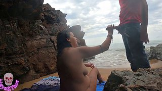 HOT couple having sex on a public beach