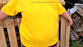 Bare tits slapped in the open field