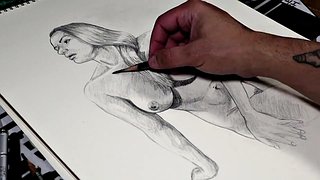 Dessin de corps nu de belle-mère - Art au crayon