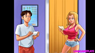 Summertime Saga 88 - En yakın arkadaşını ev sahibinin lezzetli, kocaman göğüslerini emerken yakaladı