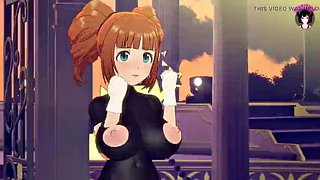 Stamas - adolescente fofa com peitos enormes em uma dança sexy