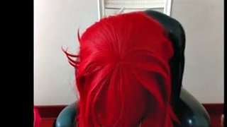 Red hair latex kigurumi