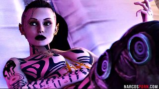 kłamczucha lesbijski akt z wytatuowaną laską 3D