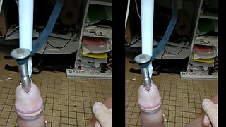 en un poste sujeto por el pene y el PA antes de sumergirse profundamente en una barra de acero hasta correrse