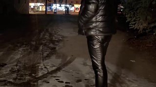 boy in leather leggings