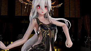 Striptiz w sukience królowej MMD Haku