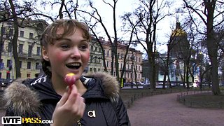 Teen tight pussy fuck making poor chick swallow loads of cum in the end