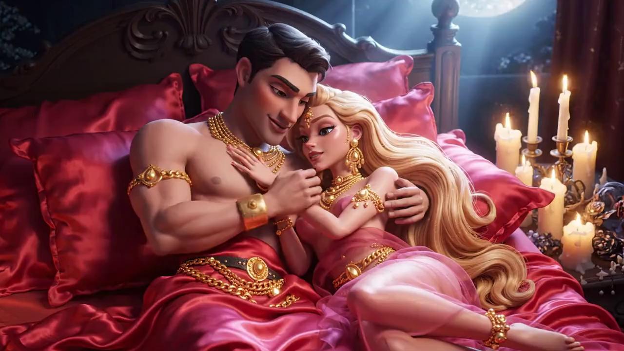 Carter Miles Stars in Bedroom Cartoon Compilation: Gold Ornaments Adorn Sensual Animated Passion and Lovers'