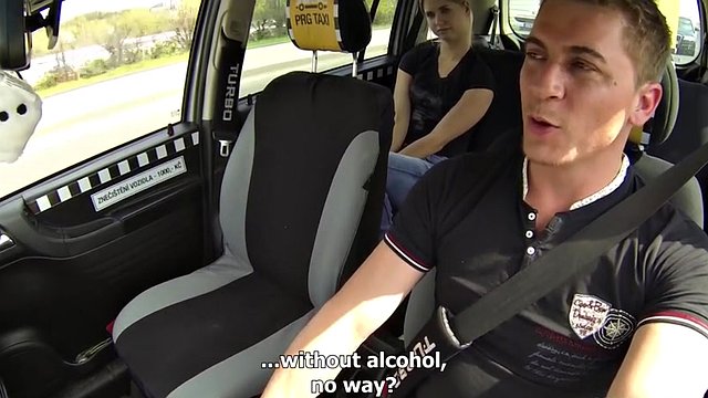 Amateur skinny blond teenager in the taxi slammed