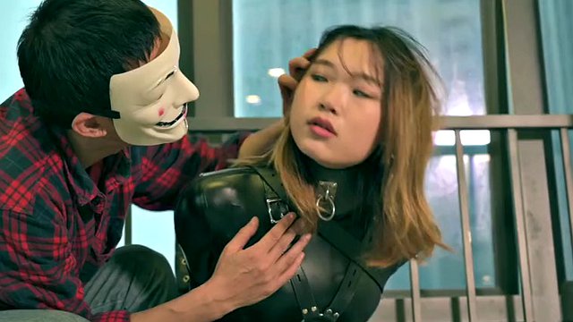 leather catsuit bondage and gagging