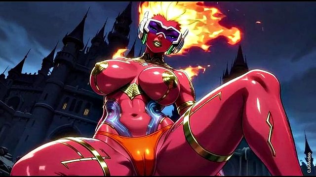Fire element demon sexy pose (Ai animation)
