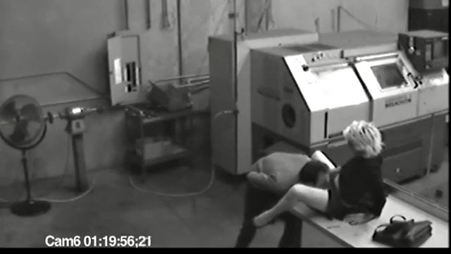 Coworkers masturbating in a horny office warehouse