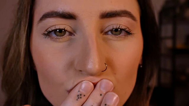 Girl Licks Lens, Kisses and Makes Mouth Sounds in ASMR POV Solo