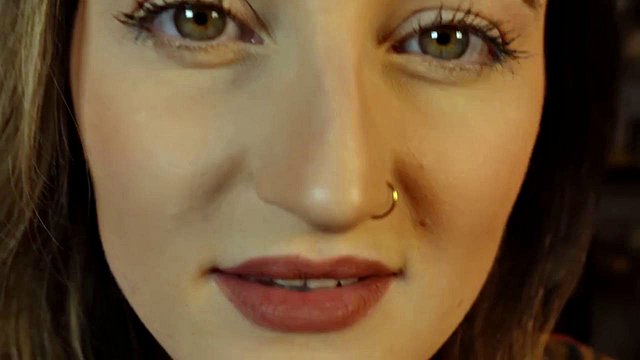 Girl Licks Lens, Kisses and Makes Mouth Sounds in ASMR POV Solo