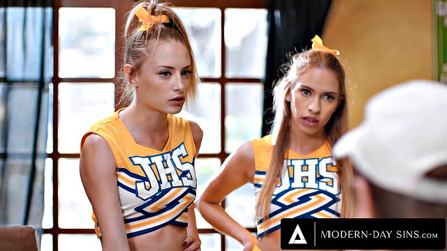 Big-Titted Naughty Cheerleaders Seduce Coach Chad Alva for a Wild Anal Threesome with Khlo