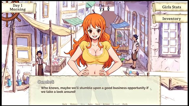 Lusty Buccaneers Parody Hentai Game Ep.1 Nami is exposing her naked body at night !