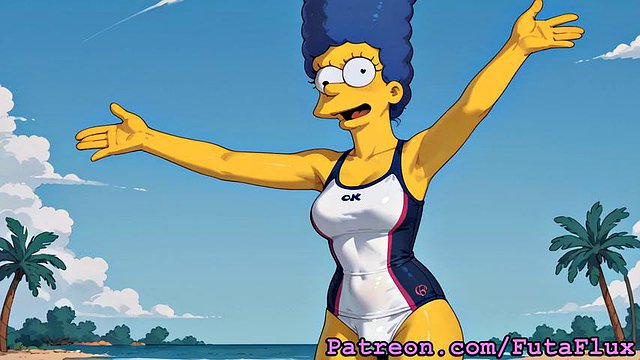 Futanari Marge Simpsonはザーメンを自慰行為します