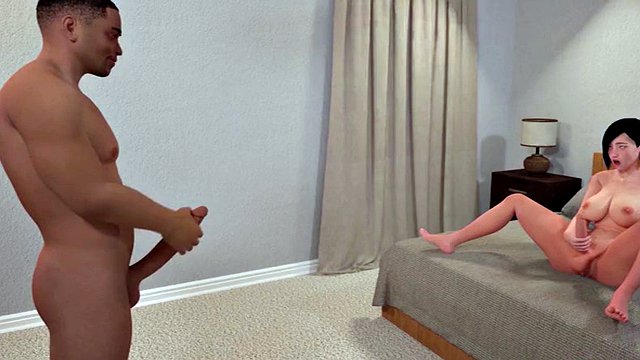 Trans adolescente a malapena legale scuote il suo cazzo davanti a Black Stepdad