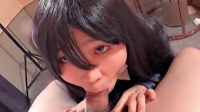 Lycoris Recoil Anime cosplayer blowjob my cock, Takina Inoue asian crossdresser cosplay