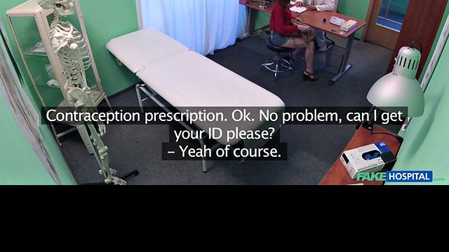 Pale teen rides her doctor in office