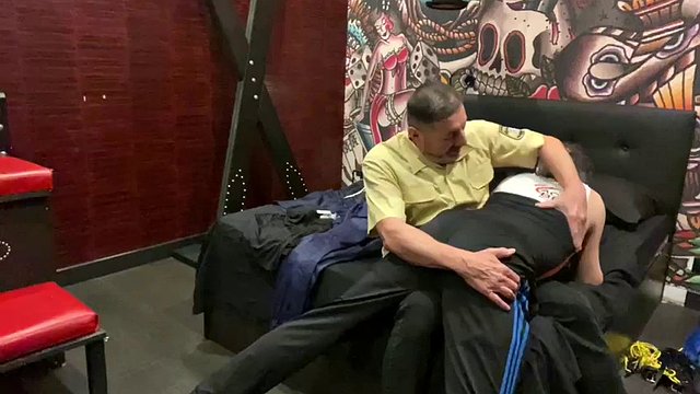 Spanking by French-Top-biker in my sports team part 1
