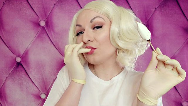 Latex Medical Gloves and Eating Ice Cream (Food Fetish) with Braces (Arya Grander)