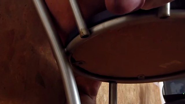 Raging hard dick flashed through a chair until cumming