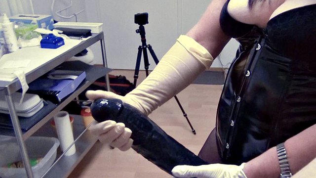 mistress with huge strapon, totally distroyed anus, fisting