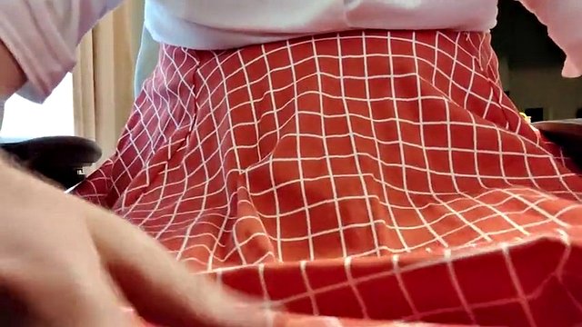 Jerk off in nylon panties in my wife's dress