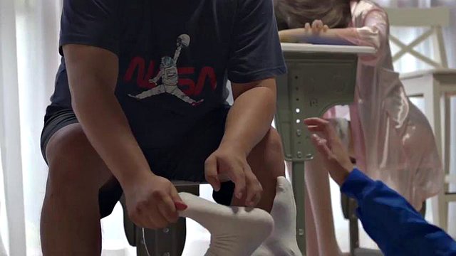 chinese tickle in white socks