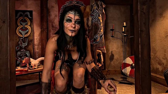 Alexa Throat Pounds Huge Dildo in Viking Cosplay