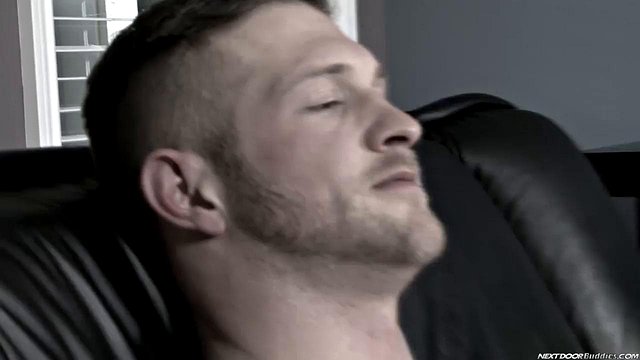 Licking his ass and having sex on the leather couch