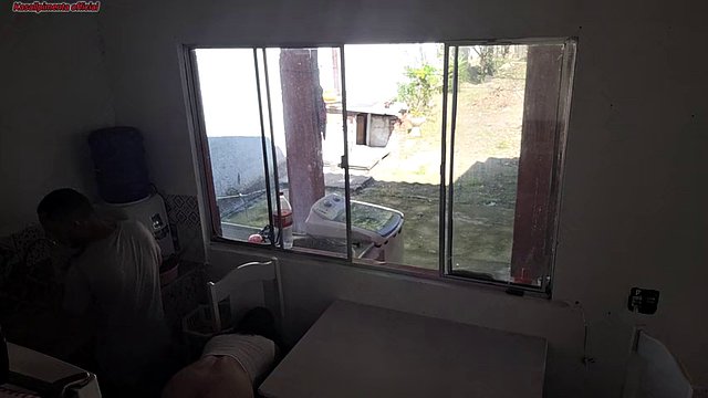 Cuckold with hearing problems washes the dishes while his wife has sex with a black guy in secret