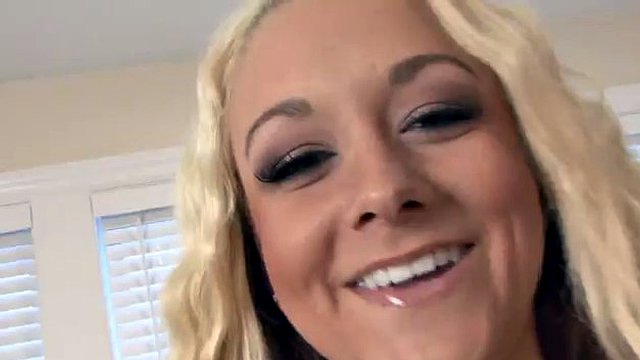 stunning blonde masturbates with stockings on