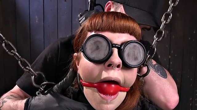 Obedient redhead BDSM babe gets whipped by CMNF owner