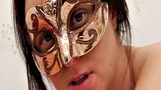 Masked French whore pegs her man before a facial cumshot
