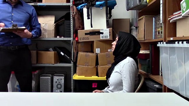 big titted hijab teen gets a facial in the shop backoffice