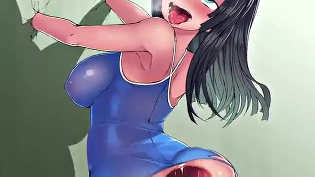 3D-Hentai-Mädchen steckt in der Wand fest