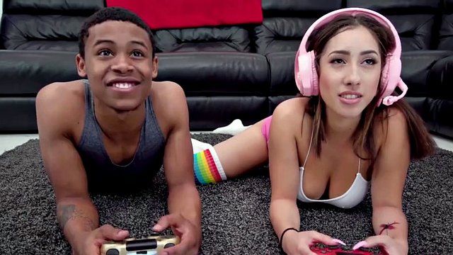 Petite Kira Perez in glasses and reverse cowgirl fucked by BBC