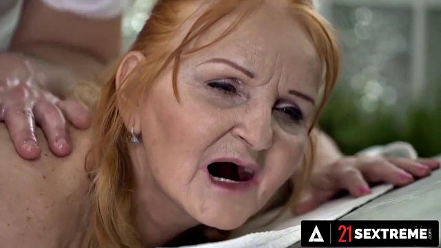 Big-Cock Pounds Big-Butt Granny's Old Pussy in Massage Facial