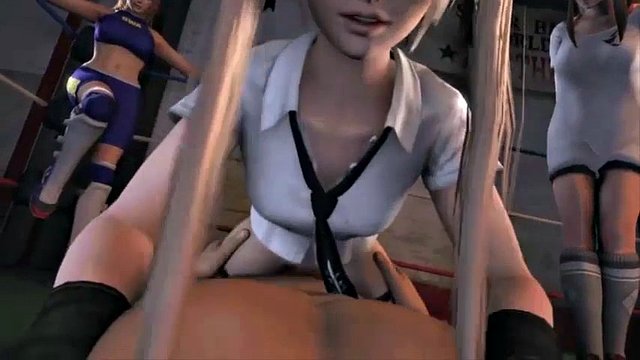 3D-große Titten, harter Blowjob-Sex