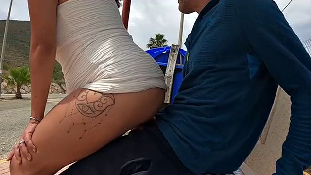 ADVENTURE SEX risky fuck at the city bus stop
