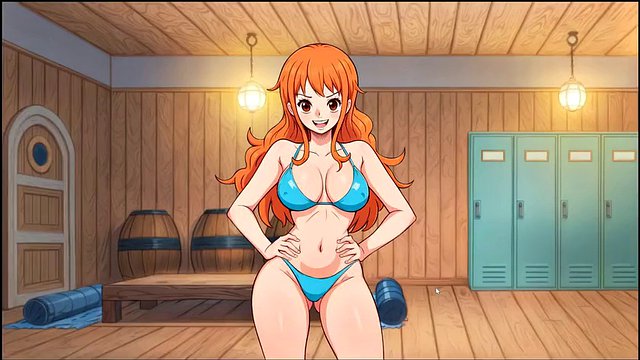 Lusty Buccaneers Parody Hentai Game Ep.2 Nami doğru miktarda altın için soyunuyor!