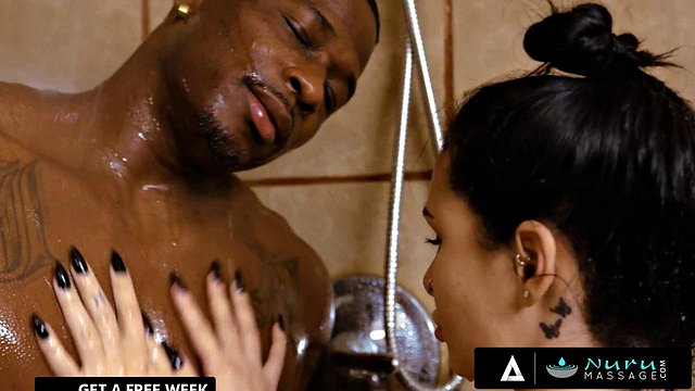 Mia Moore Pleasures Her Man with Slippery Nuru Massage in Steamy Interracial Pound Fest
