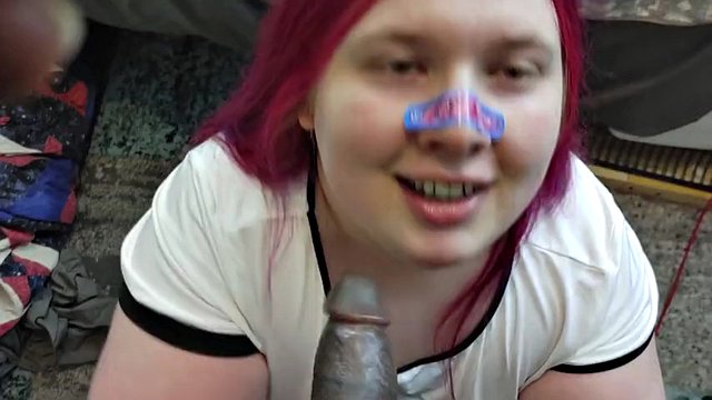 Cute transexual Catgirl BBW Gets Cumshot by BBC Shemale POV