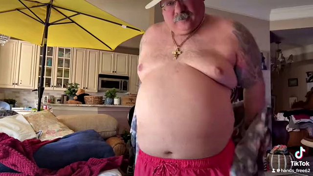 Trans Bear Fantasy in White Panties. Man Pie Cums in Briefs