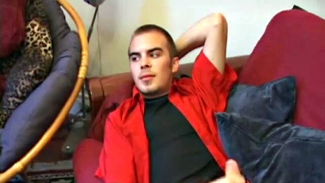 Jasper starts his solo masturbation scene by teasing us for doing something he never thought he would do. He jerks off for a while before he does that special thing. But when he does, this guy cums.