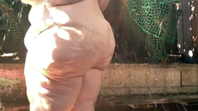 SSBBW Mega Ass In The Shower Outdoors
