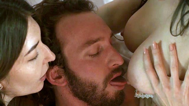 threesome sex lactating tits